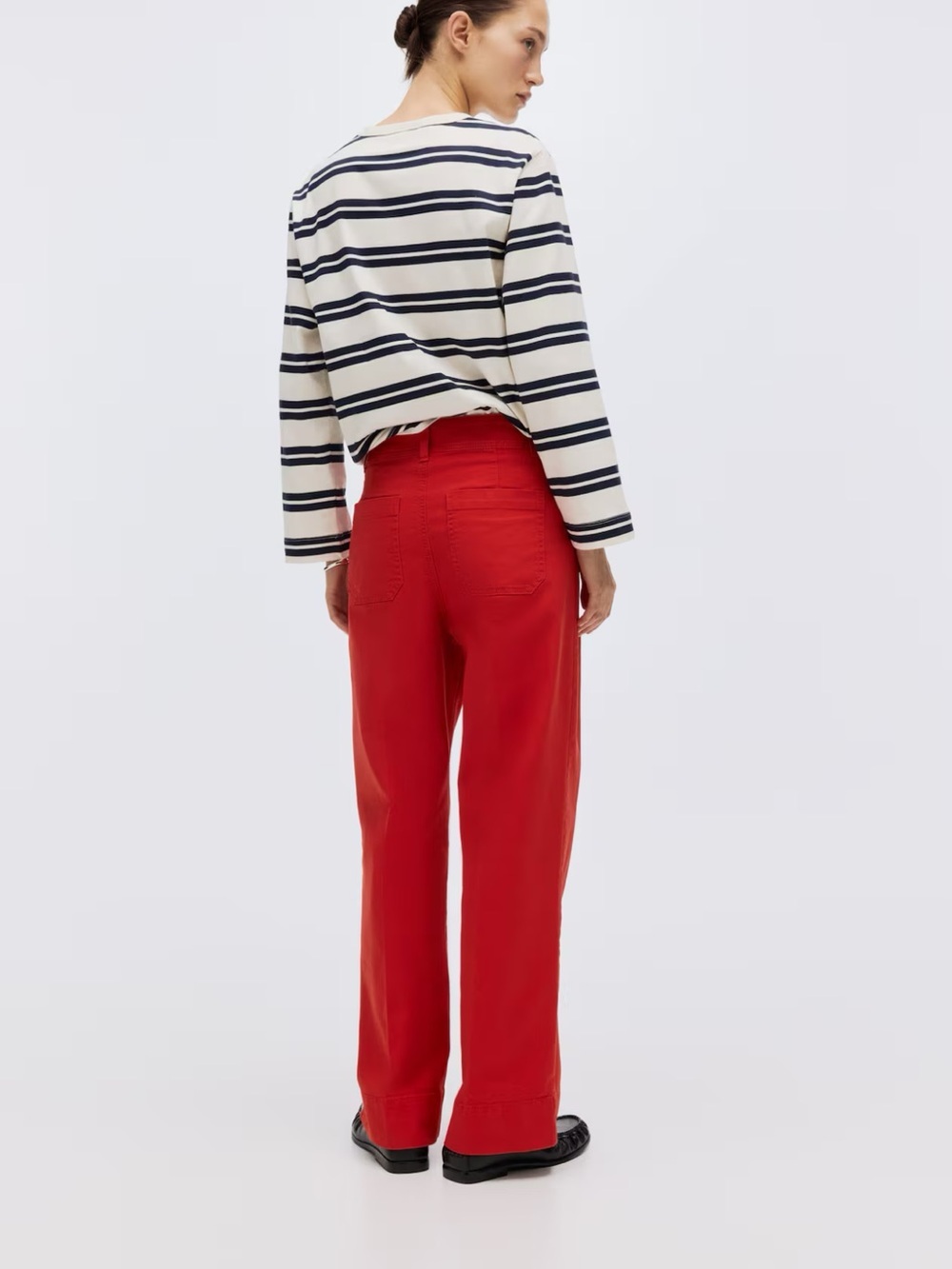 H&M Canvas Trousers Red Wide Leg Pants Jeans Size 2 New July Summer Straight Leg - Picture 3 of 16